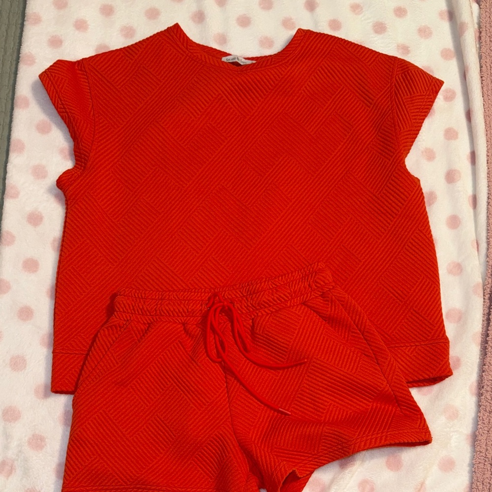 Vibrant Orange Top & Shorts Set